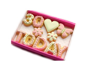 Hand-iced 'Pink n' Mint' Birthday Cookie LETTERBOX GIFT