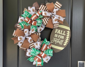 Football Theme Grapevine Wreath For Front Door, Fall is For Football Sports Wreath, Football Season Home Decor