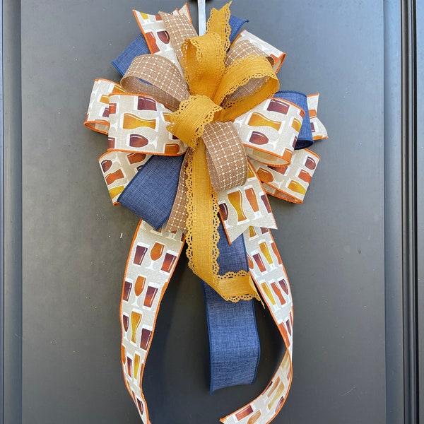Craft Beers Wreath Bow, Beer Lover Bow, Brewery or Pub Decor