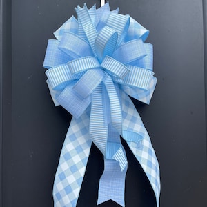 Blue and White Baby Boy Wreath Bow, Boy Mailbox Bow, Baby Shower Decor
