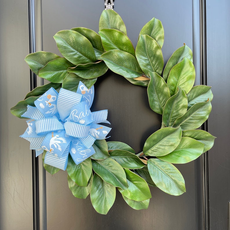 Baby Shower Bow Baby Boy Wreath Bow Stork Mailbox Bow Post Etsy