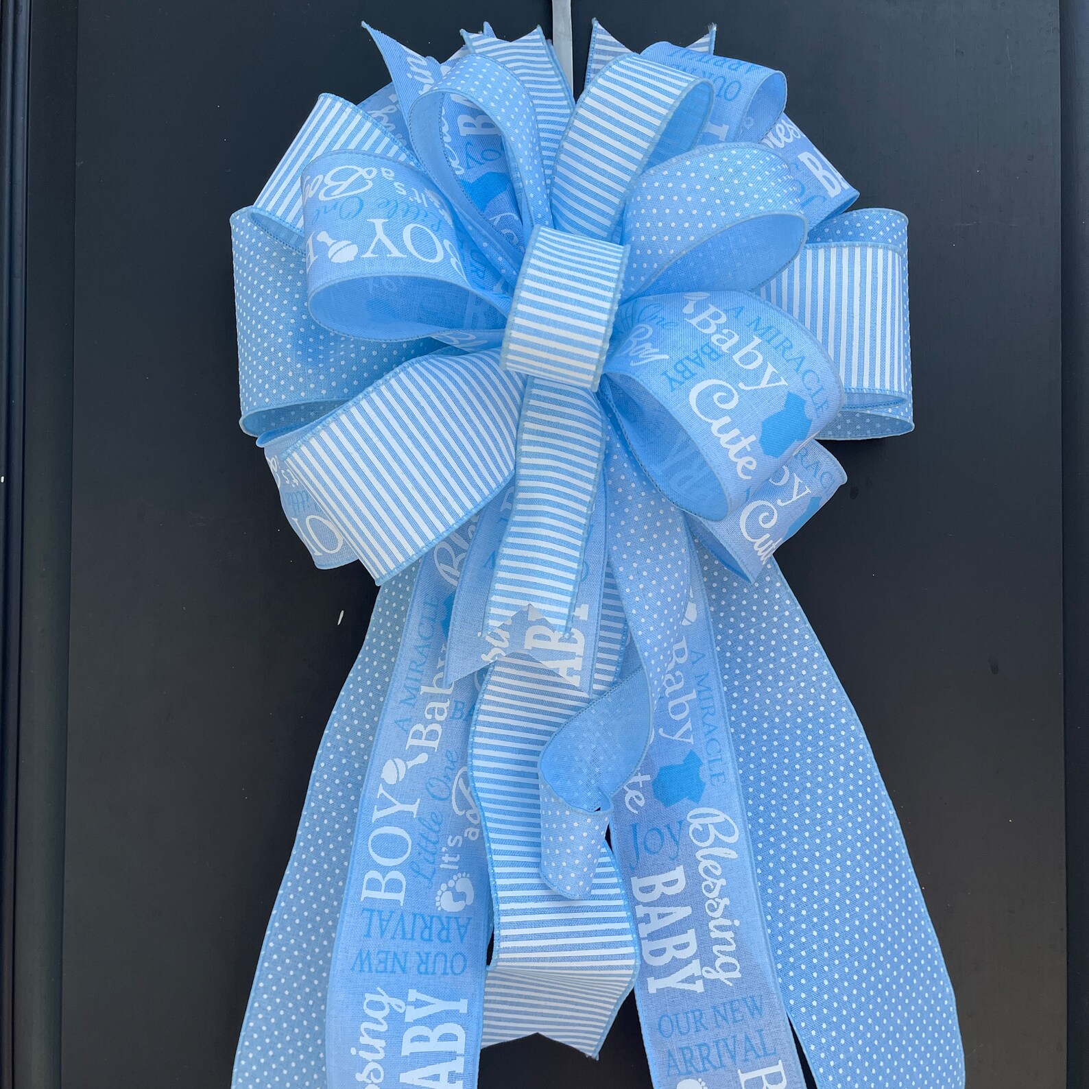Large Baby Shower Bow Baby Boy Wreath Bow Its A Boy Mailbox Etsy
