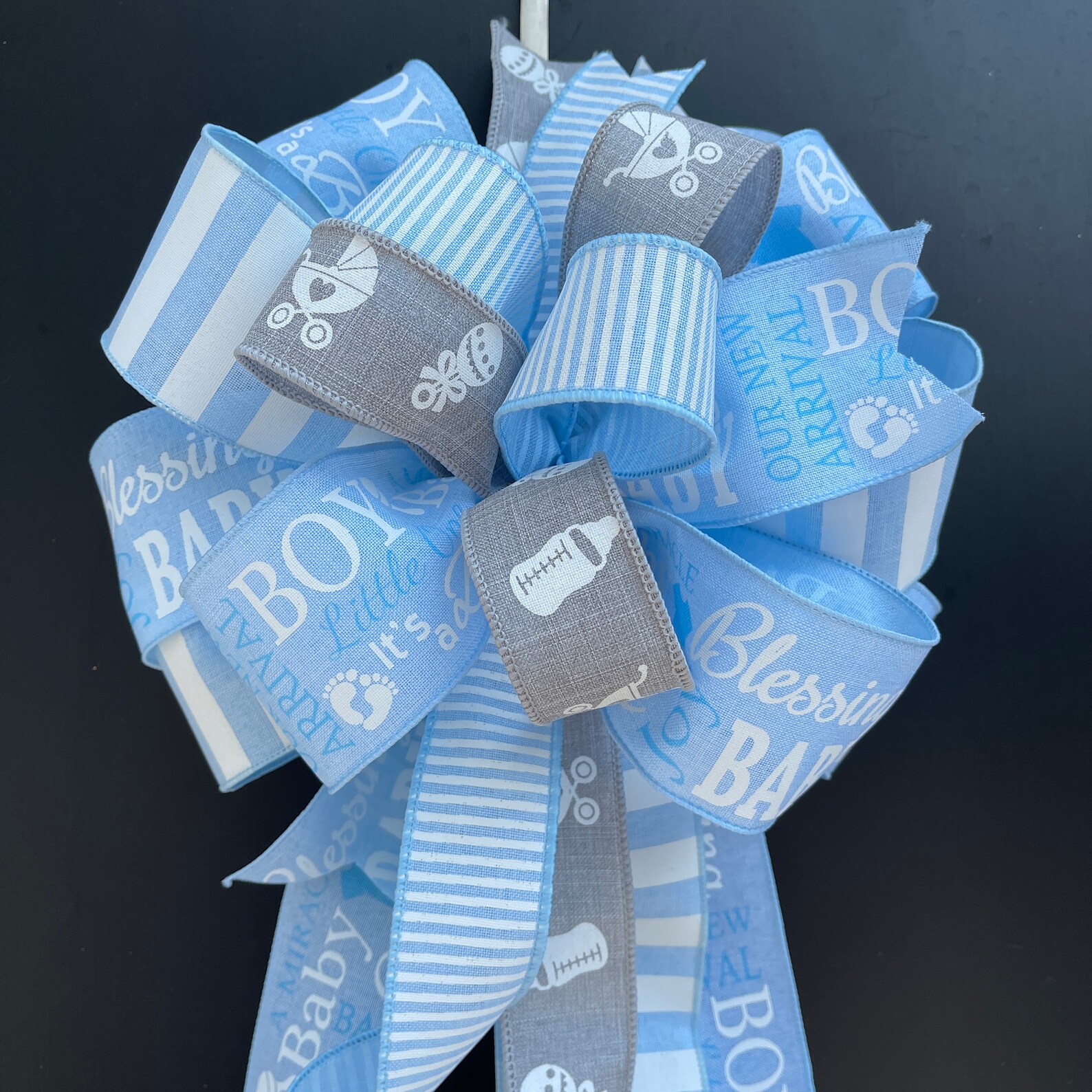 Baby Shower Bow Baby Boy Wreath Bow Indoor or Outdoor Etsy