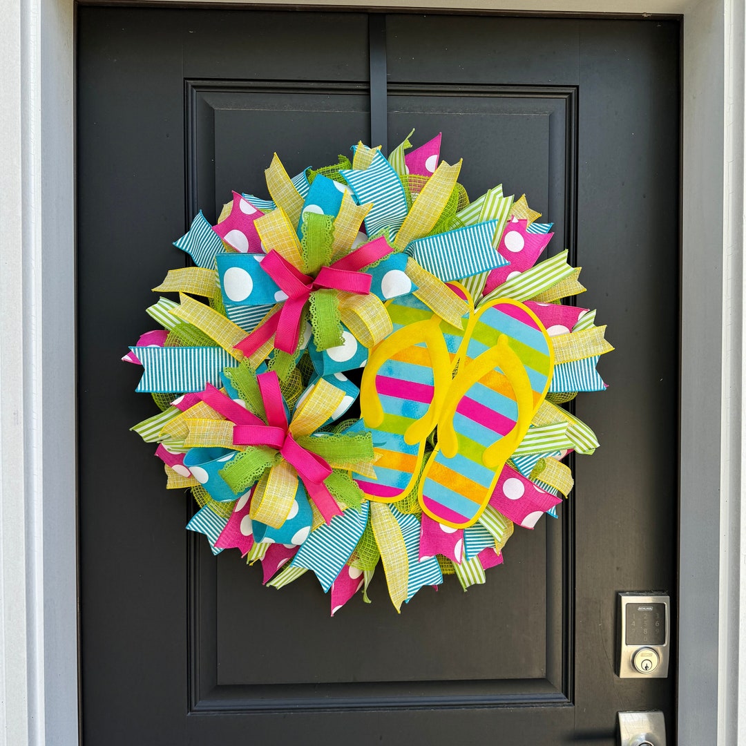 Flip Flop Summer Wreath: Colorful Beach House Decor - Etsy