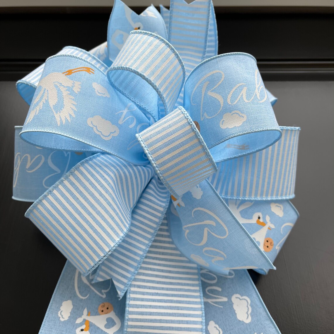 Baby Shower Bow Baby Boy Wreath Bow Stork Mailbox Bow Post Etsy