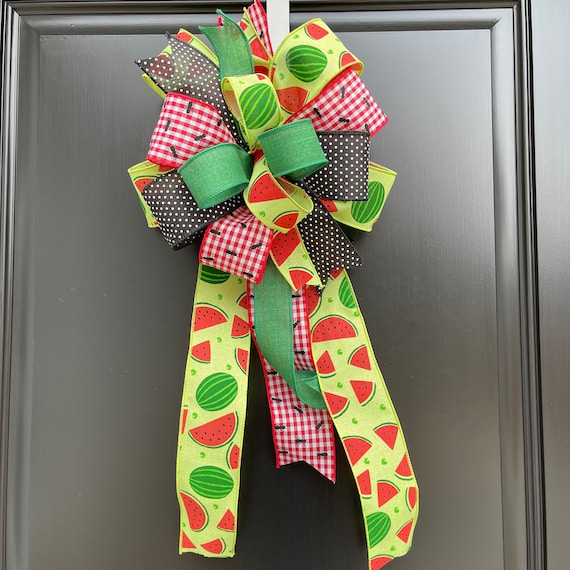 Wreaths & Door Hangers Black and White Check Lemon Wreath Bow Yellow