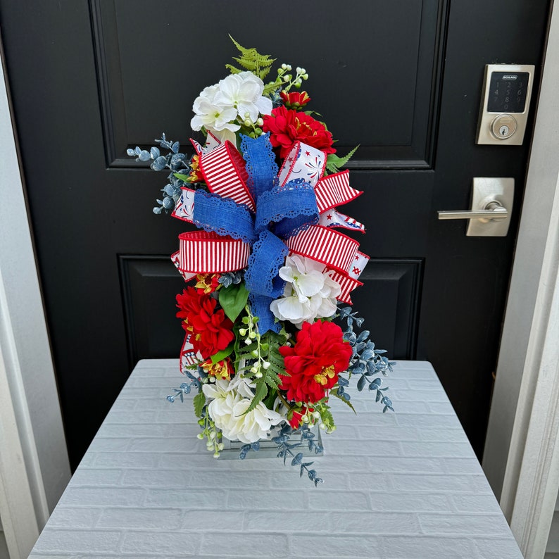 Patriotic Lantern Swag: Red, White & Blue 4th of July Decor - Etsy