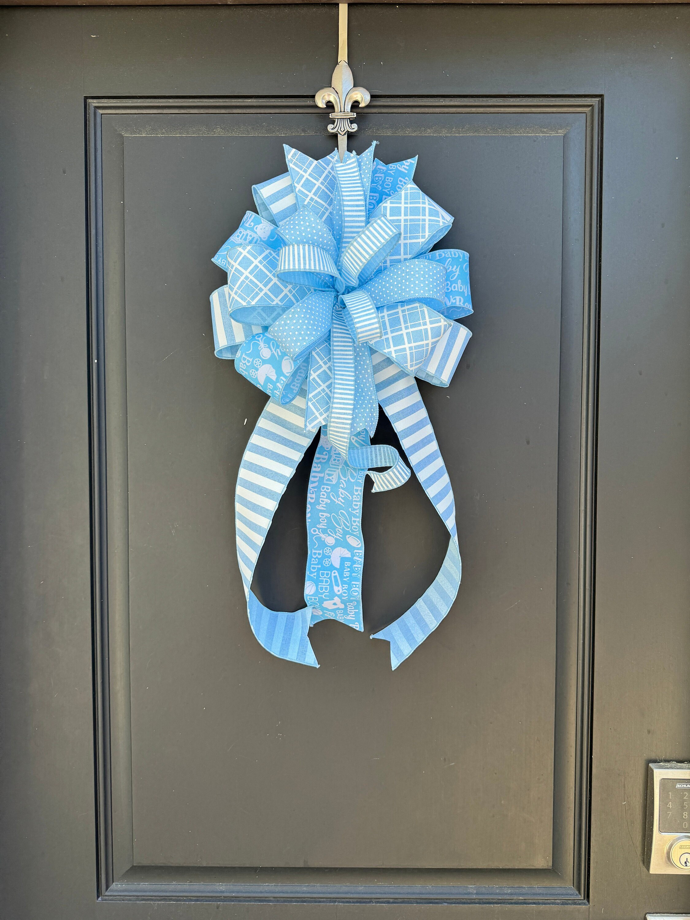 Lazo de corona azul claro para bebé niño: decoración de baby shower, lazo para buzón