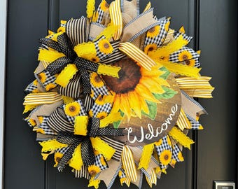 Sunflower Welcome Wreath, Everyday Home Decor