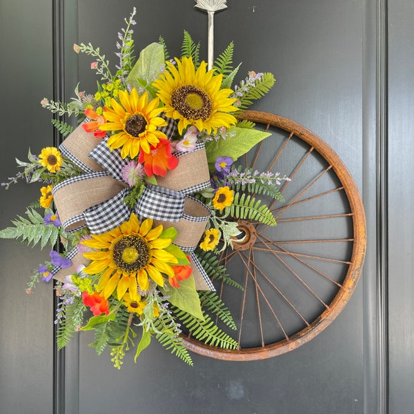 Bicycle Wheel Wreath Etsy