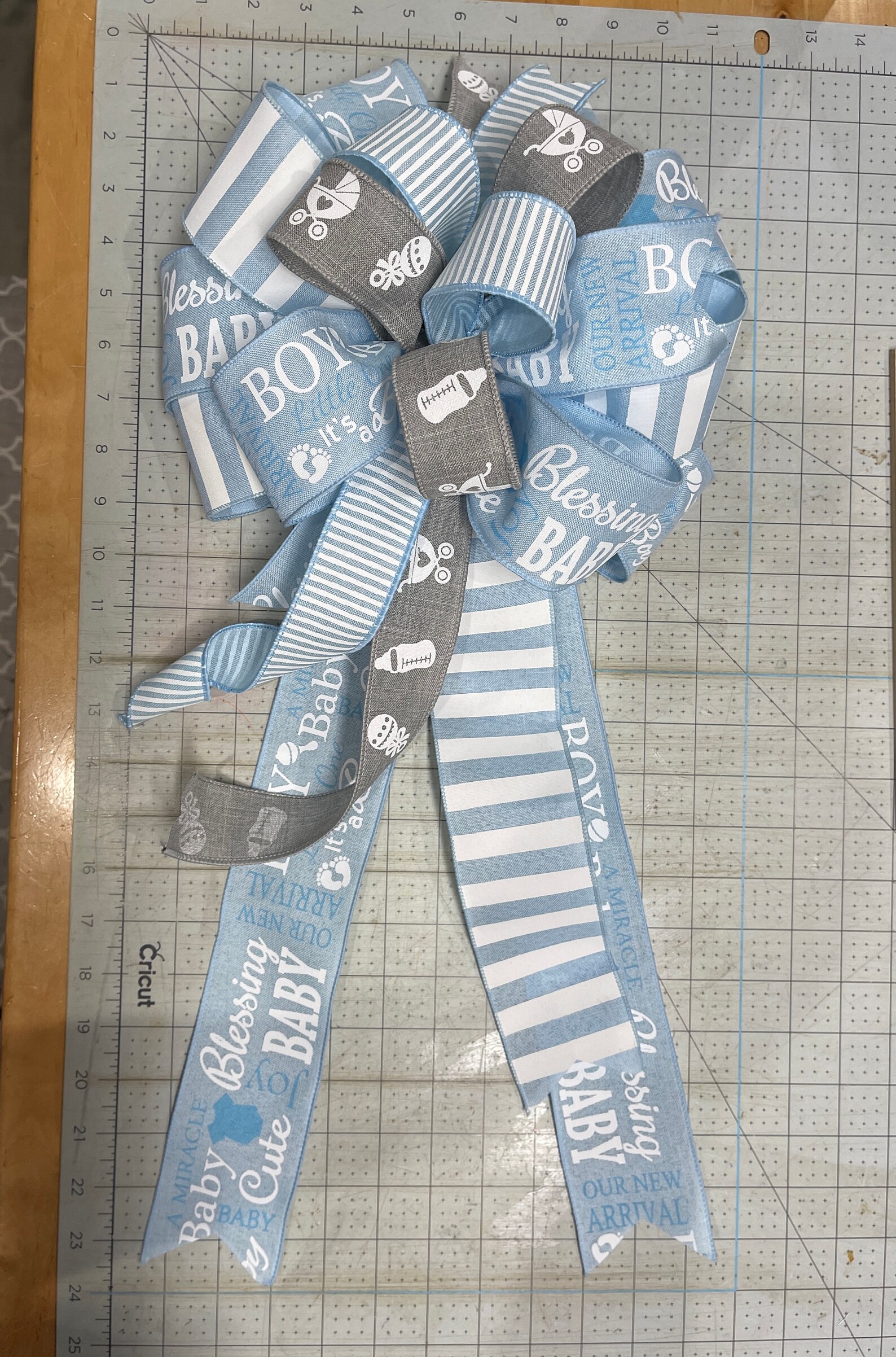 Baby Shower Bow Baby Boy Wreath Bow Indoor or Outdoor Etsy