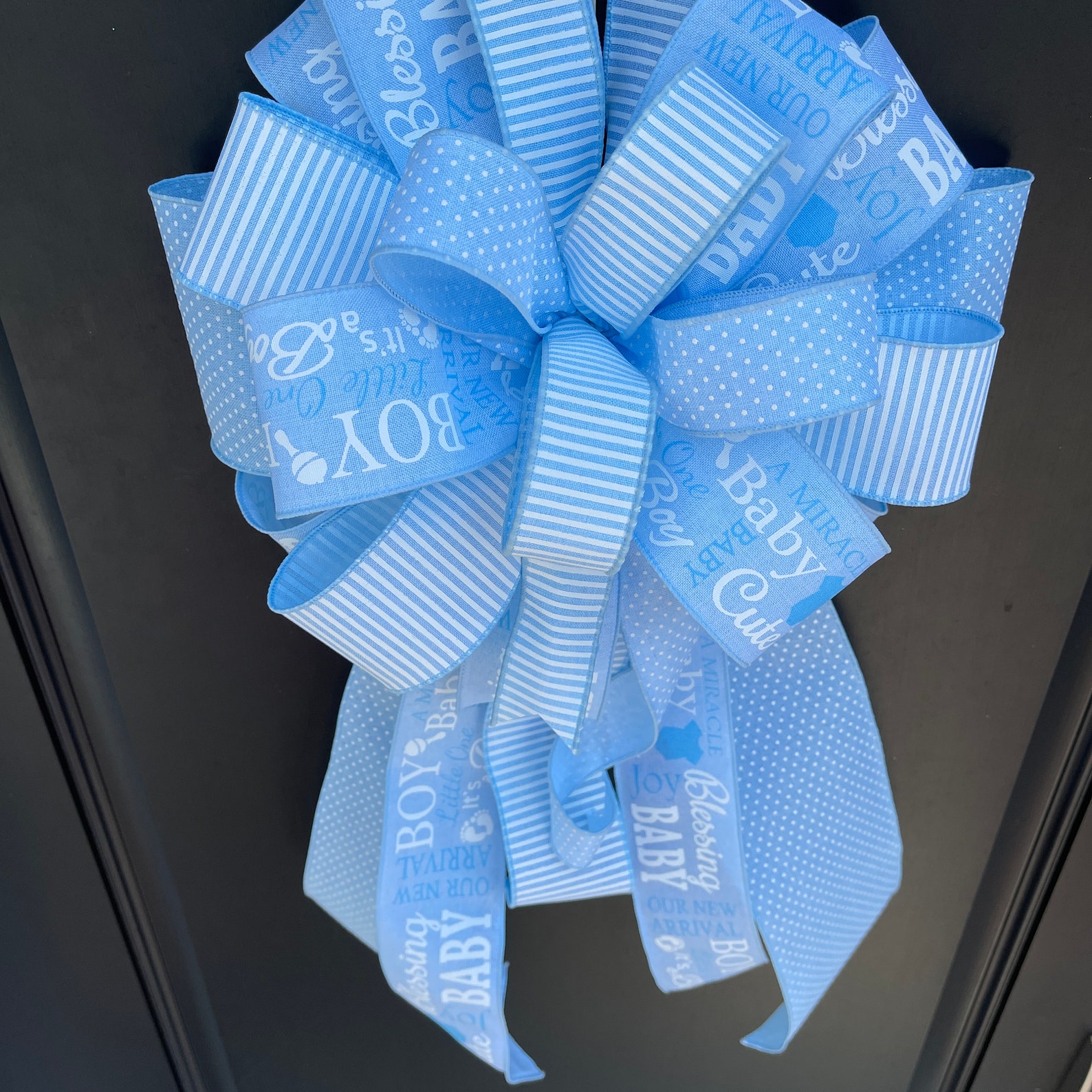 Large Baby Shower Bow Baby Boy Wreath Bow Its A Boy Mailbox Etsy