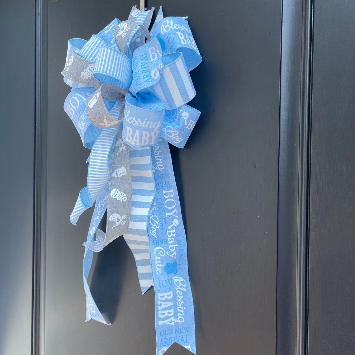 Baby Shower Bow Baby Boy Wreath Bow Indoor or Outdoor Etsy