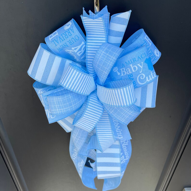Baby Shower Bow Baby Boy Wreath Bow Indoor or Outdoor Etsy