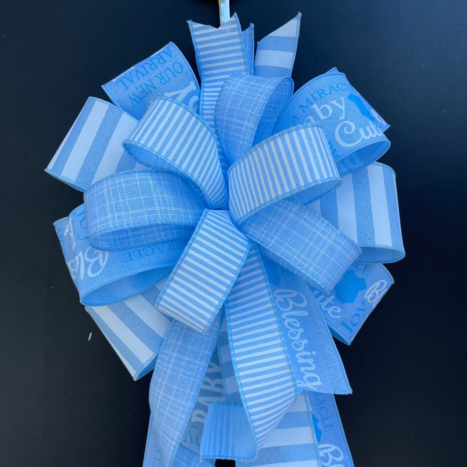 Baby Shower Bow Baby Boy Wreath Bow Indoor or Outdoor Etsy