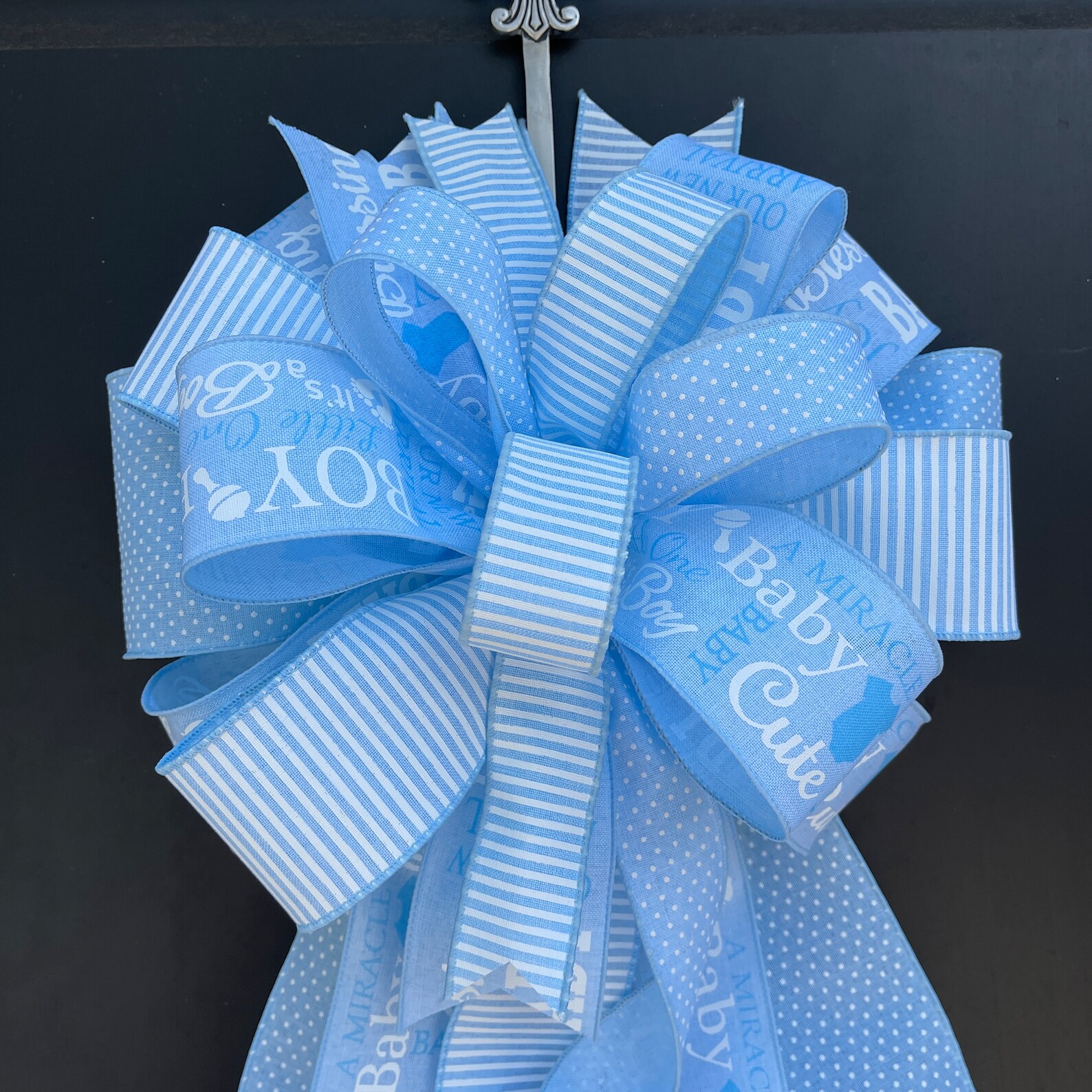 Large Baby Shower Bow Baby Boy Wreath Bow Its A Boy Mailbox Etsy