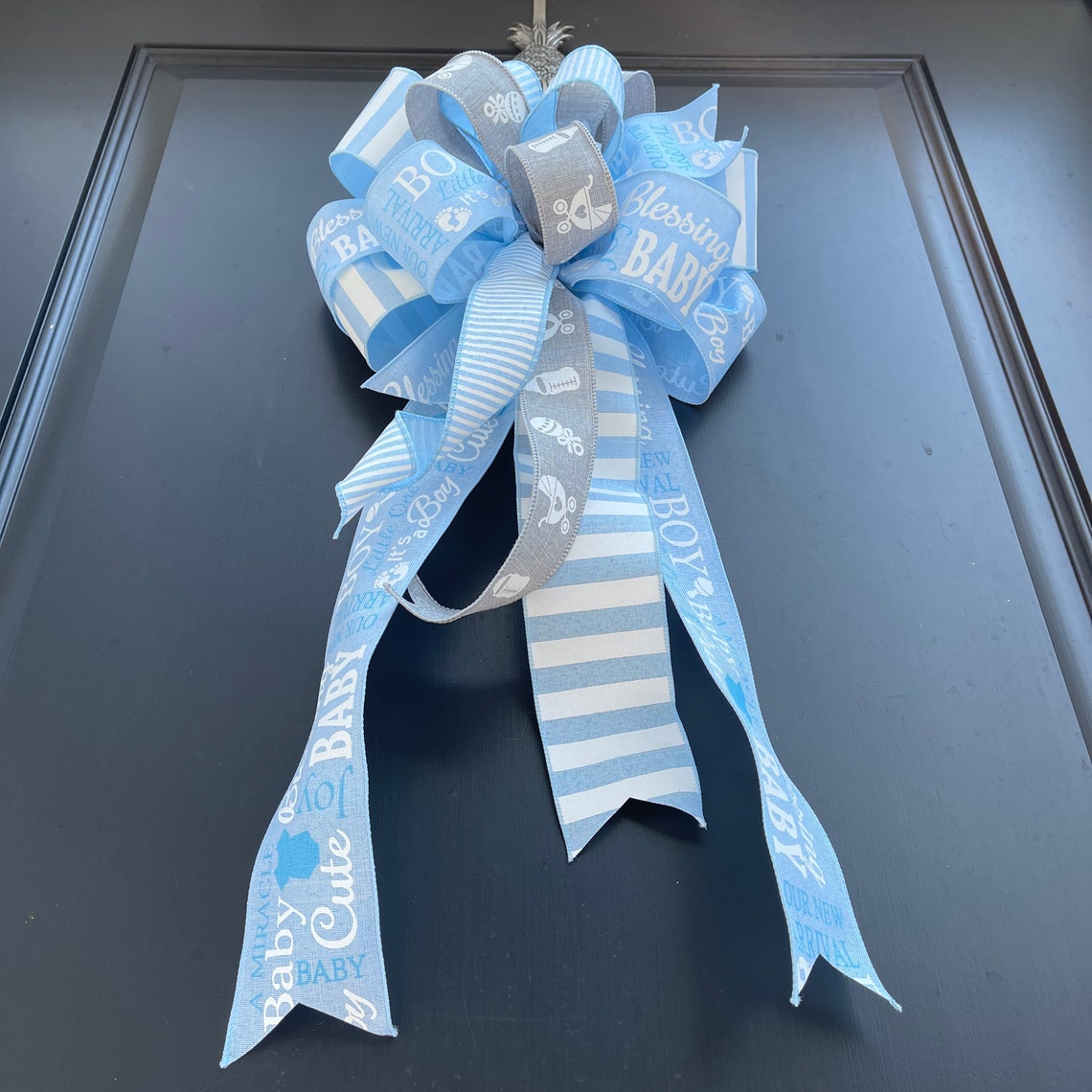 Baby Shower Bow Baby Boy Wreath Bow Indoor or Outdoor Etsy