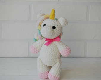 Knitted unicorn, plush unicorn, soft toy, knitted toys