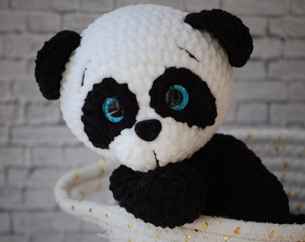Plush panda bear, crochet panda toy for kids,stuffed panda