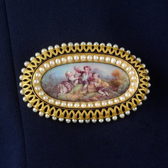 A Mid To Late 19th Century 18ct Gold Enamel Brooch - image 3