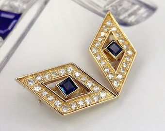 Ein Paar Saphir und Diamant Ohrringe