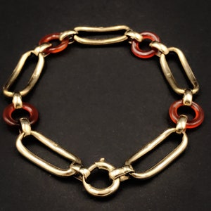 A 9ct Gold Vintage Carnelian Bracelet