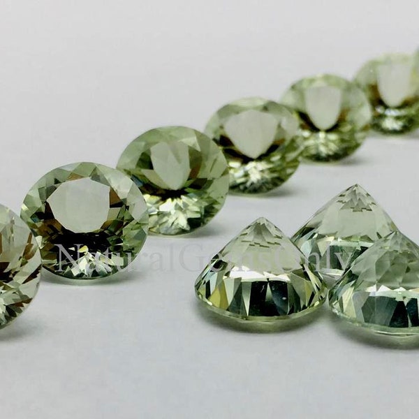 Green Amethyst | 3mm to 10mm faceted cut round | Natural Green Prasiolite gemstone | Natural Prasiolite round cut gemstone | Green Amethyst