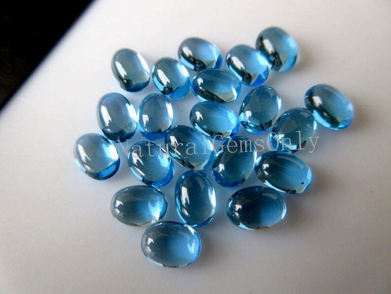 London Blue Topaz 6x4mm to 8x6mm Natural London Blue Topaz Cabochon Oval Loose Gemstone @ All Calibrated Size Available 6x4mm to 8x6mm