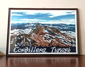 Cordillera Tunari, Mount Tunari Vintage Travel Poster, Bolivia, vintage print, wall art, travel poster, south american art, andean art