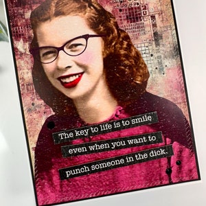 Snarky Karte, frech, handgemacht, lustig, urkomisch, Karte für Sie, Karte für Freund, Freundschaftskarte, humorvoll, Vintage, Retro, Bestie, Silly