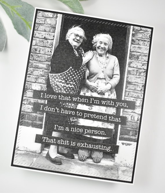 Snarky Old Lady Card: Funny Sarcastic Bestie Handmade Card Hilarious Inappropriate Vintage Retro Humorous