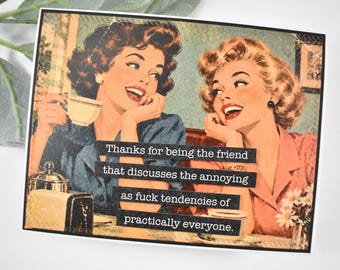 Snarky Old Lady Card: Funny Sarcastic Bestie Handmade Card Hilarious Inappropriate Vintage Retro Humorous