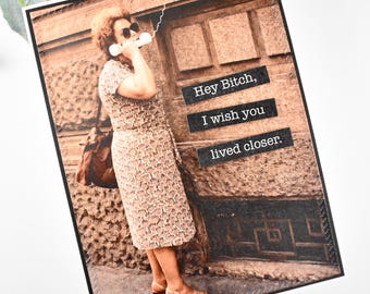 Snarky Old Lady Card: Funny Sarcastic Bestie Handmade Card Hilarious Inappropriate Vintage Retro Humorous