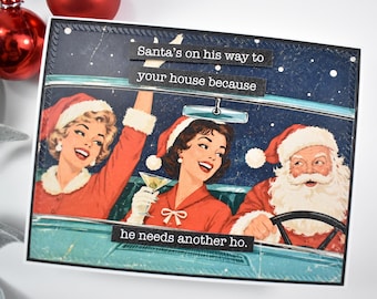 Funny Sarcastic Christmas Card, Retro Holiday Greeting