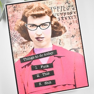 Snarky Greeting Card: Humorous Friendship Card for Her Funny Vintage Retro Just Because Pink Jacket