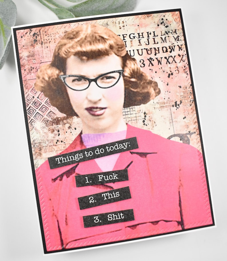 Snarky Greeting Card: Humorous Friendship Card for Her Funny Vintage Retro Just Because Pink Jacket