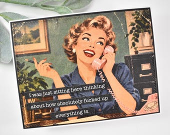 Snarky Old Lady Card: Funny Sarcastic Bestie Handmade Card Hilarious Inappropriate Vintage Retro Humorous