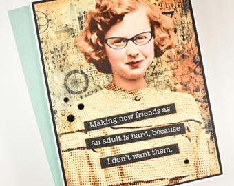 Snarky Sarcastic Old Lady Card: Handmade Bestie Friendship