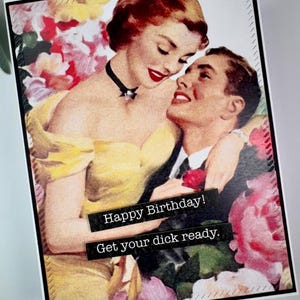 Carte de joyeux anniversaire, sarcastique, impertinente, faite main, drôle, hilarante, carte pour un ami, amitié, carte pour lui, carte sarcastique, rétro, vintage