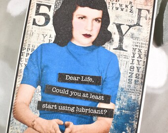 Snarky Sarcastic Card: Funny Vintage Photo, Handmade Friendship Card