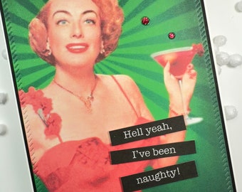 Funny Christmas Card, Sarcastic Holiday Greeting, Retro Cocktail