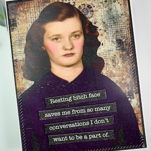 Resting Bitchface Card: Snarky Handmade Greeting Card