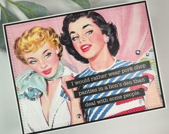 Funny Snarky Card: Sarcastic Retro Humor, Handmade