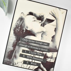 Carte sarcastique, impertinente, faite main, drôle, hilarante, carte pour elle, meilleure amie, juste parce que, photo vintage, rétro, humoristique, sarcastique, carte vieille dame