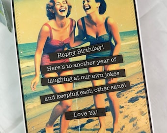 Humorous Retro Bestie Birthday Card: Sassy Vintage Friendship