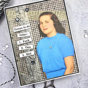 Snarky Greeting Card: Humorous Friendship Card for Her Funny Vintage Retro Just Because Blue Sweater