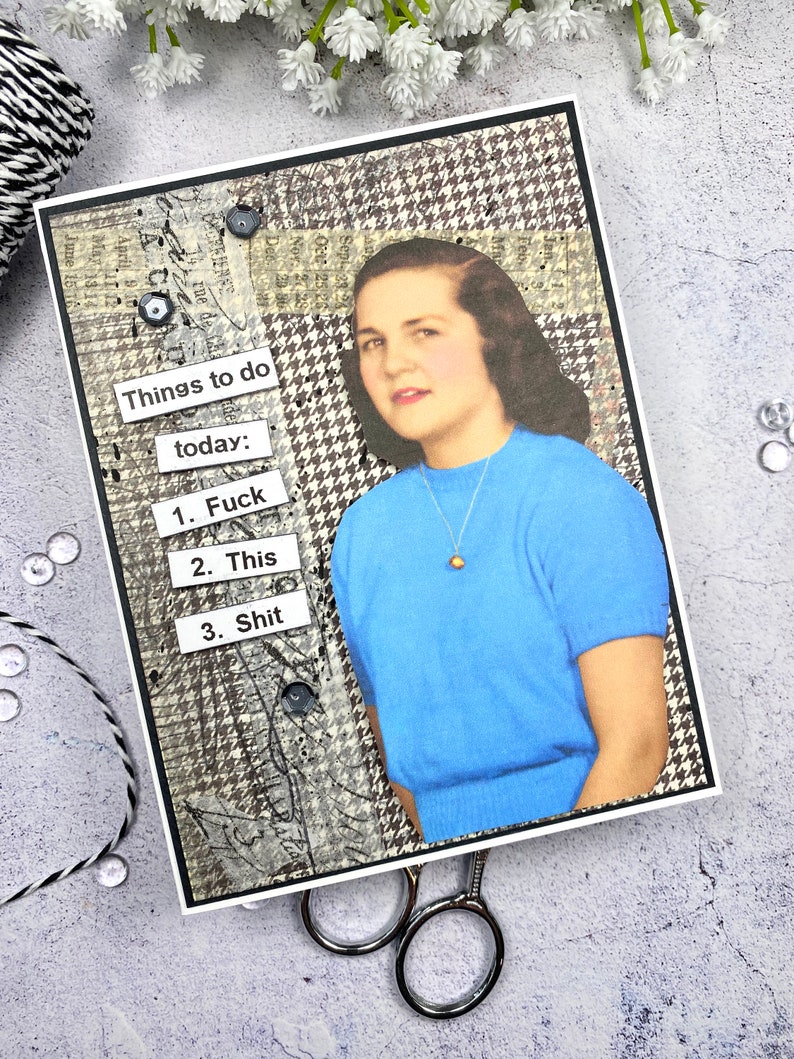 Snarky Greeting Card: Humorous Friendship Card for Her Funny Vintage Retro Just Because Blue Sweater