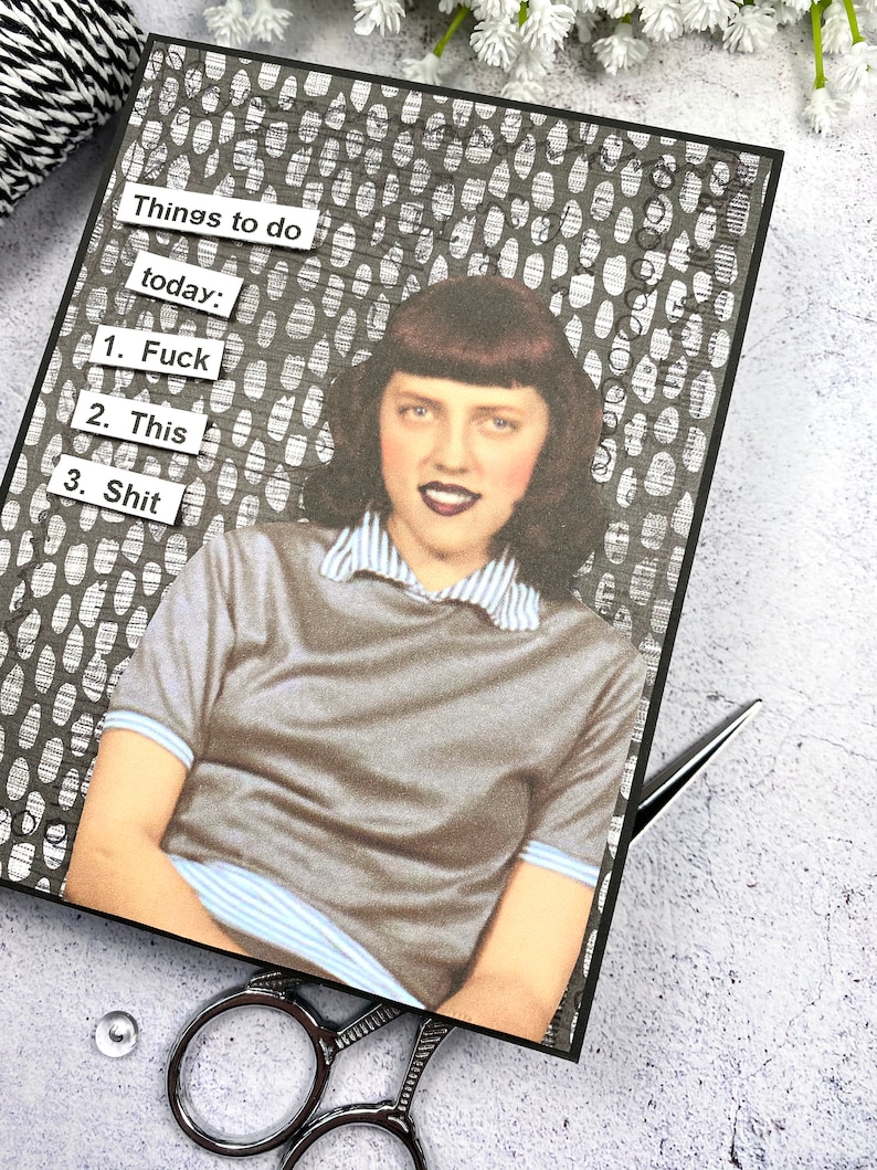 Snarky Greeting Card: Humorous Friendship Card for Her Funny Vintage Retro Just Because Grey Sweater