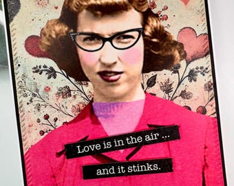Snarky Valentine's Day Card: Sarcastic Retro Photo Handmade Card