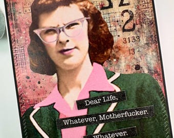 Snarky Handmade Card: Sarcastic Retro Old Lady Photo